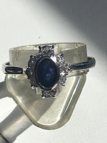 Anillo Oro 18 Kilates Zafiro Azul Legitimo Kendra Joyas