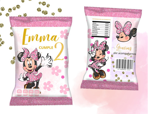 Bolsas De Papas Personalizadas(chip Bags) Minnie Mouse 50pz