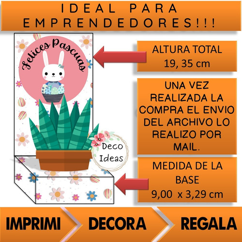 Imagen 5 de 6 de Kit Imprimible 02 Pascuas Caja Porta Huevo O Maceta+etiqueta
