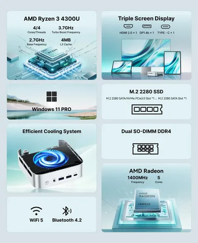 Mini Pc Acemagic Amd Ryzen 3 4300u 16gb Ram 256gb Ssd