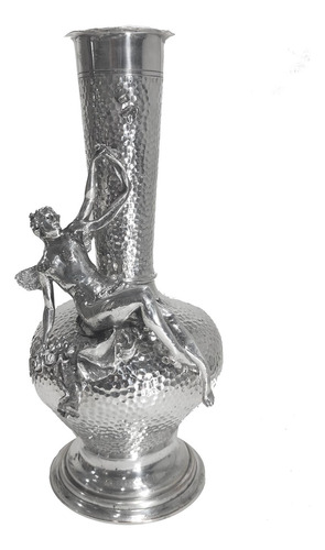 Vaso Art Nouveau Em Metal Espessurado A Prata