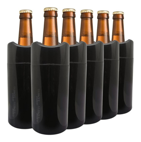 Porta Garrafa Térmico Camisinha Cerveja 600ml Kit C 6 Preto