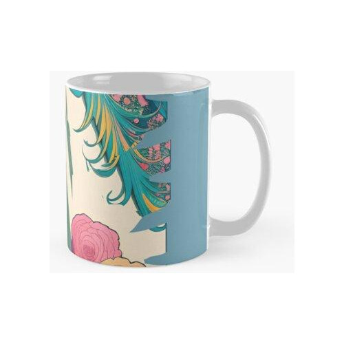 Taza Girasol Caballo Unicornio Y Azul Jardín Amor Sombra Cal