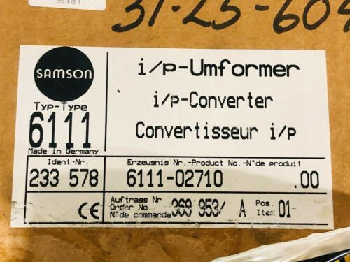 Samson 6111-02710 I/p Converter Type 6111, 611102710
