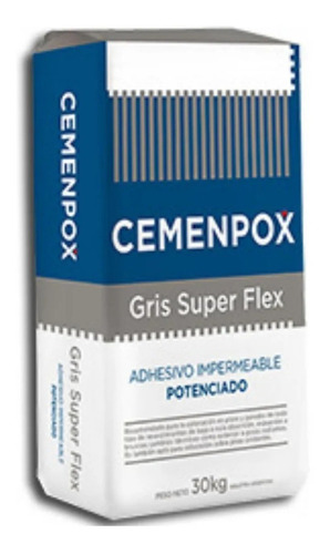 Adhesivo Super Flex Gris Cemenpox Bolsa X 30 Kg