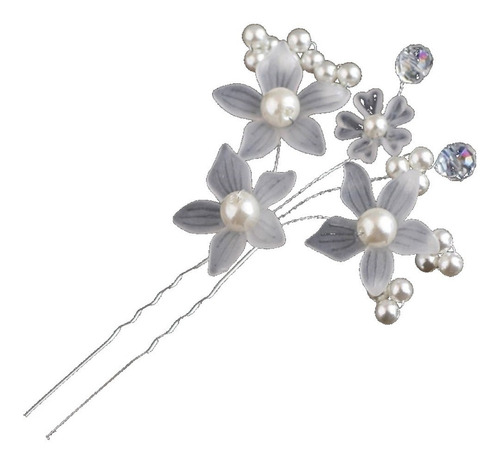 6 Arranjo Enfeite Cabelo Noiva Perola Dama Daminha Debutante Cor Prateado