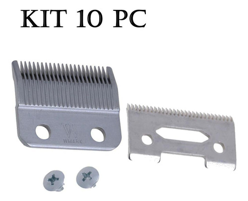 Kit10 Lâmina Wmark Taper Profissional Aço D16 Silver