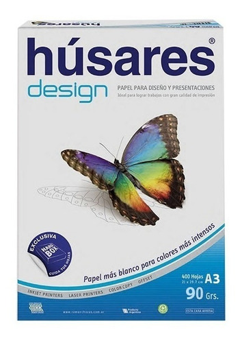 Resma Husares Design A3 90 Gramos X 400 Hojas Husares 7914 Color Blanco