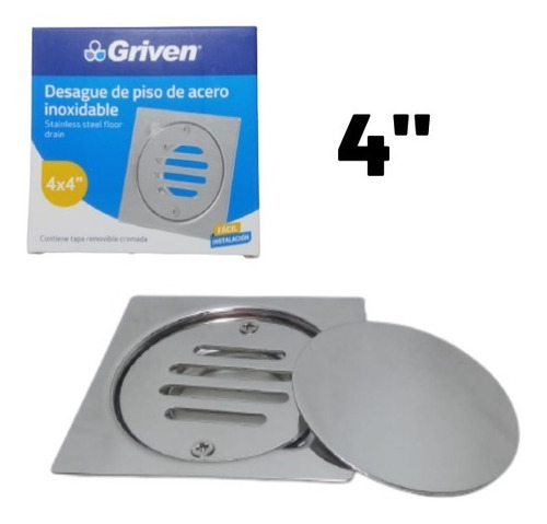 Rejilla Estándar Acero Inoxidable Griven 4  Con Tapa  