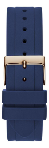 Reloj pulsera Guess GW0257L3 Moonlight con correa de acero inoxidable color azul marino fondo oro rosa