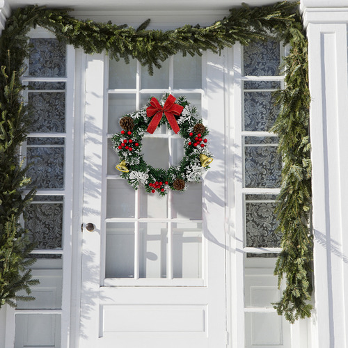 Corona De Navidad Artificial Para Puerta De Entrada, 16 PuLG