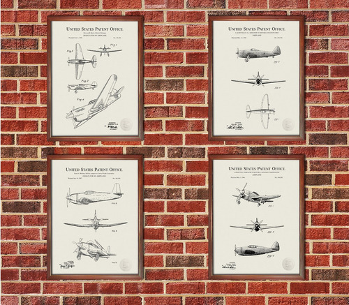 Cuadros Decorativos Patentes Aviones Segunda Guerra Lote 