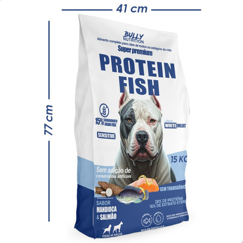 Ração Premium 15kg Protein Fish Sem Conservantes Artificiais
