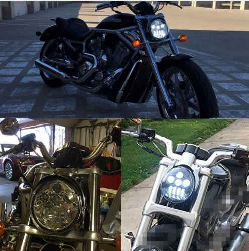 Faro De Led Cromado Para Harley Davidson Vrod