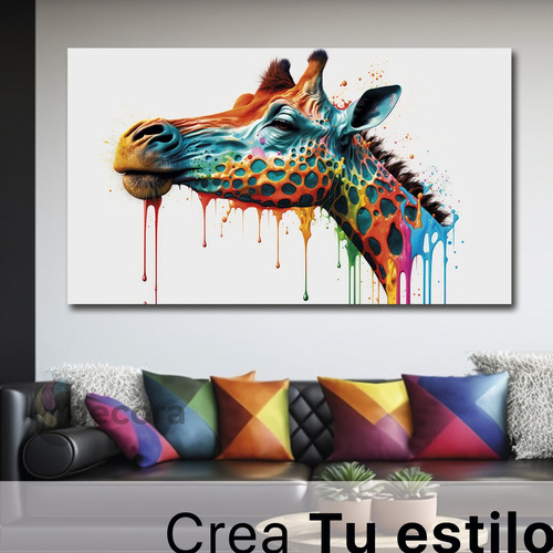 Cuadro Canvas Jirafa Colorido Animales Elegante 130x70