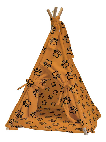 Tipi Para Perro Gato Casa Con Cama Colchoneta Mascota 80cm Color Naranja