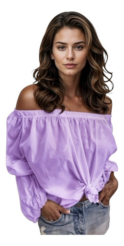 Blusa Ligera Hombros Descubiertos Efecto Drapeado #42-b