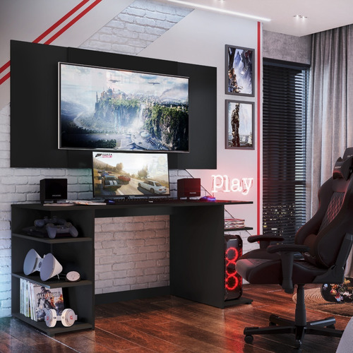 Escritorio, Mesa Gamer Ultra Con Panel Tv Hasta 58 75cm *