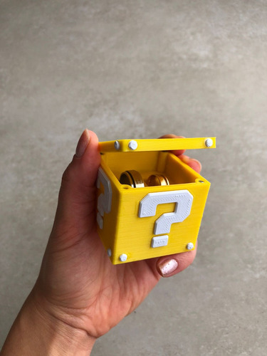 Caixinha Estojo Para Alianças Lucky Block Exclusivo Mario Cor Amarelo