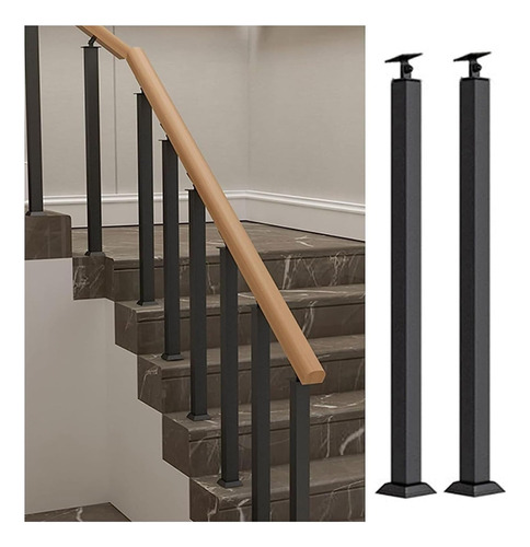 Barandilla Escalera Metal Para Columna Balcon Pasamano Negro