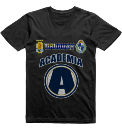 Remera Infantil Negra Uruguay Academia Fc Montevideo