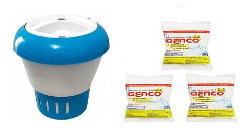 Imagem 1 de 3 de Kit Clorador Flutuante + 3 Pastilhas Genco