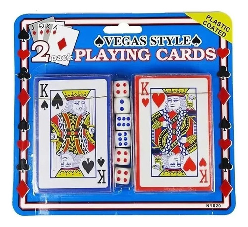 Juego Carta Naipe Ingles + 6 Dados Póker Carioca Juego