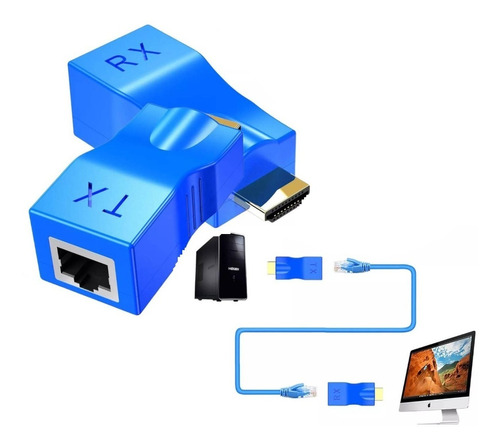 Extensor Hdmi A Ethernet Adaptador Rj45 4k Cat5-e/6 Max30mts