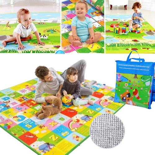 Tapete De Atividades Infantil Bebê Com Bolsa 1,80x1,1,15m 95