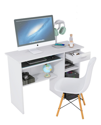 Kit Mesa Apoio Retratil Home Office Casa C/ Cadeira Eames