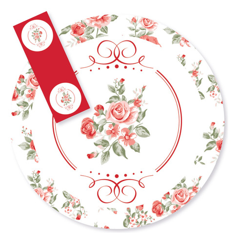 Kit Imprimible Shabby Chic Flor Rojo Candy Bar Tukit