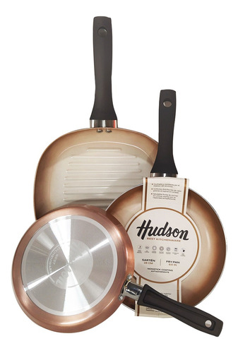 Set Hudson Bifera Sarten Panquequera Cobre Antiadherente 