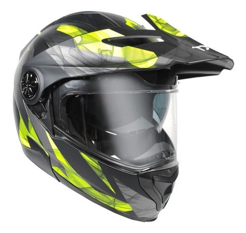 Casco Doble Proposito Techx2 Tx-909 Abatible Amaril Moteros