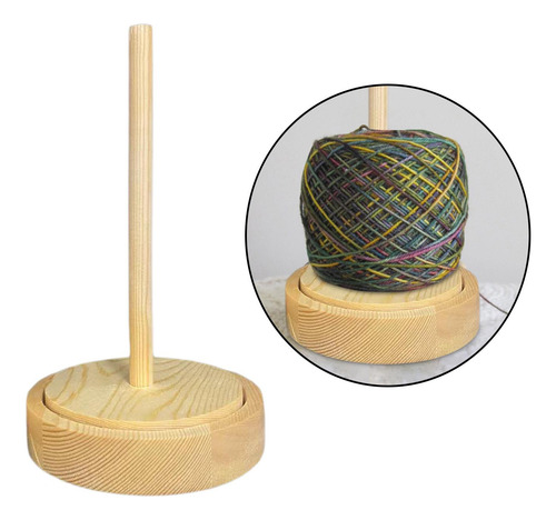 Soporte De Carrete De Hilo Giratorio De Madera Multiusos