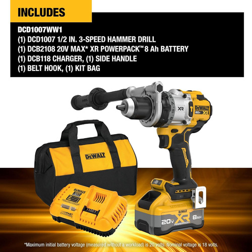 Taladro Percutor Dewalt, 20v Max Xr, 1/2'', C/bat Y Cargador
