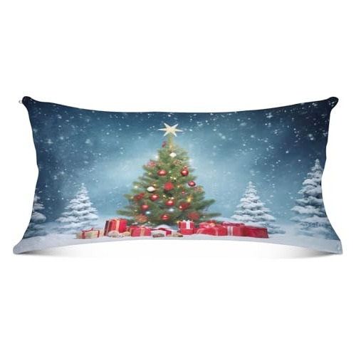 Funda De Almohada De Regalo De Árbol De Navidad De Invierno 