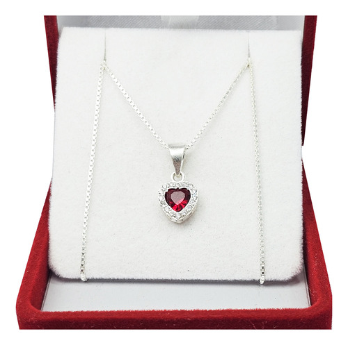 Conjunto Plata 925 Modelo Corazón Cubic Aros Cadena Dije Pd