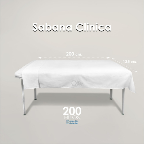 3 Sabana Clínica Hospitalaria 200 H 135x200 50/50 Pol/aLG Color Blanco Diseño de la tela Liso