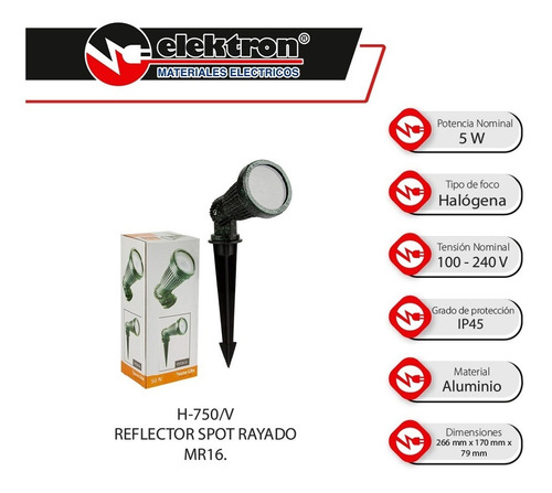 Imagen 2 de 6 de Reflector Spot Tecnolite H-750/v Estaca Exteror 50w 1p45