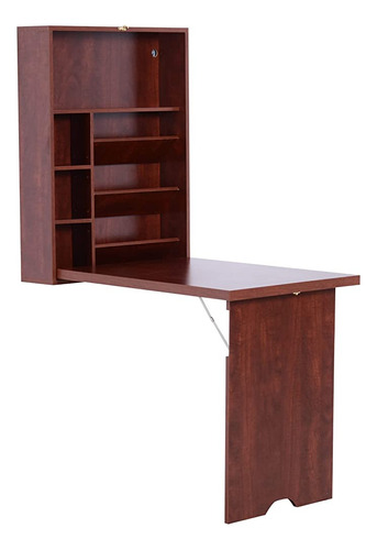 Homcom Escritorio Plegable, Convertible, Amurado., Mahogany