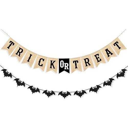 Trick Or Treat Burlap Banner Halloween Decorations For ...