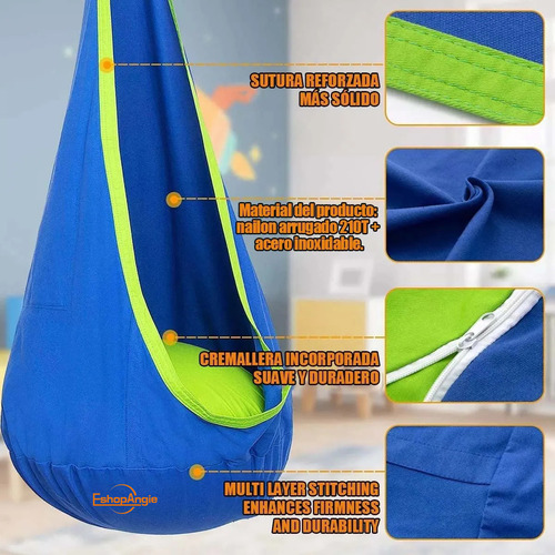 Columpio Sensorial Hamaca Niños Interior Y Exterior Con Cojín Color Azul Marino Eshopangie