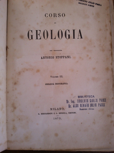 Corso De Geologia - Antonio Stoppani (en Italiano, Núm. 3)