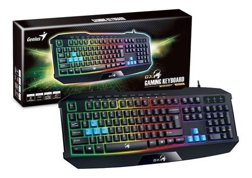 Imagen 2 de 4 de Teclado Gamer Retroiluminado Genius Scorpion K215 7 Colores