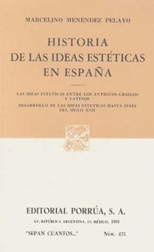 Libro  475 Historia De Las Ideas Esteticas De Espan Original