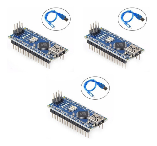 3  Pzas Arduino Nano 3.0 Con Cable Usb Ch340