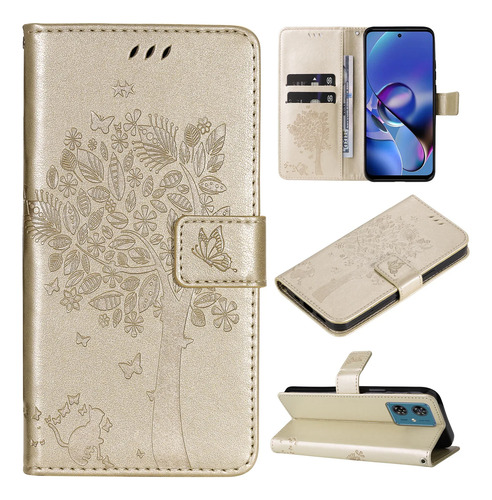 Funda Tipo Cartera De Piel Perforada Con Forma De Árbol De G