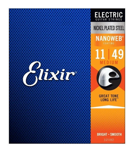 Encordoamento Guitarra Elixir 12102 Nanoweb 011-49