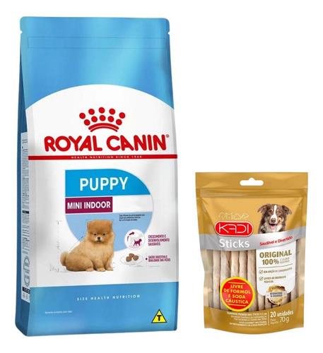 Royal Canin Cães Filhotes Mini Indoor 2,5kg+ossinho