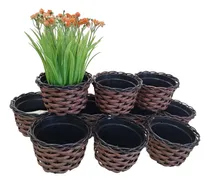 Comprar Kit 10 Vasos Flores  Fibra Sintética Cachepot Planta 11 Cm